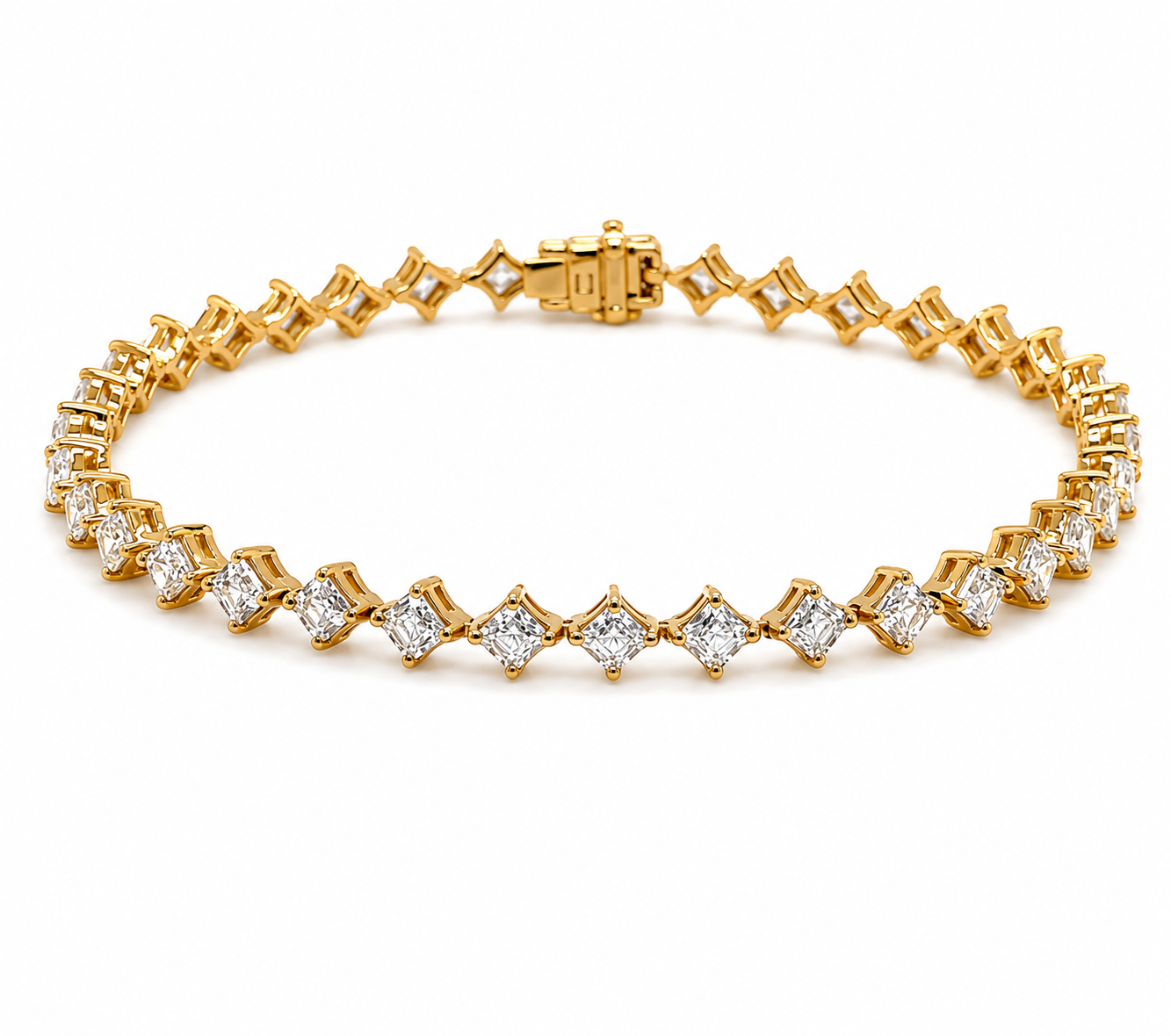Natural Diamond Tennis Bracelet In 18k Yellow Gold (5.20ct)