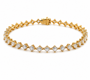 Natural Diamond Tennis Bracelet In 18k Yellow Gold (5.20ct)