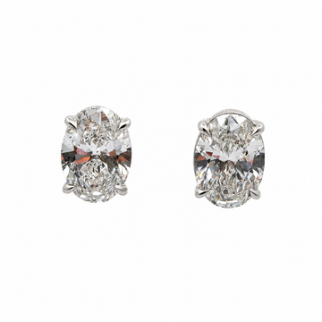 Lab-grown Diamond Stud Earrings (14k White Gold Oval)