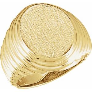 Oval Ridged Signet Ring