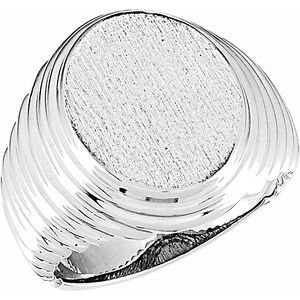 Oval Ridged Signet Ring