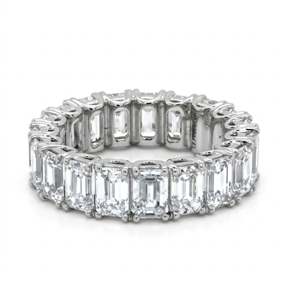 Emerald Cut Lab-grown Diamond Eternity Band