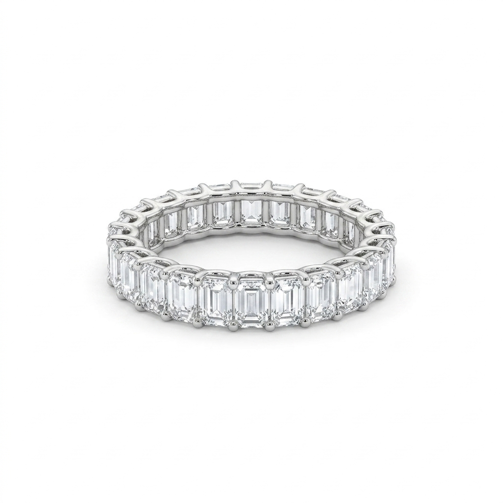 Emerald Cut Lab-grown Diamond Eternity Band