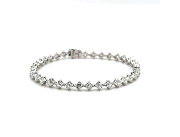 Natural Diamond Tennis Bracelet In 18k White Gold (5.22ct)