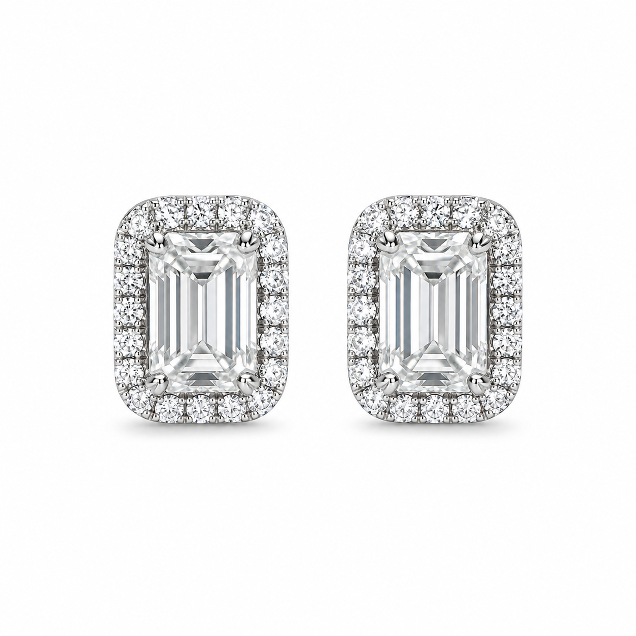 Natural Diamond Stud Earrings In 18k White Gold (1.42 CT)