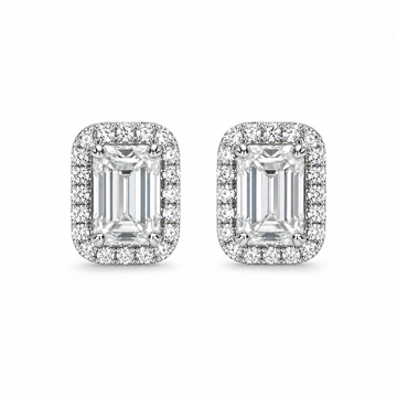 Natural Diamond Stud Earrings In 18k White Gold (1.42 CT)