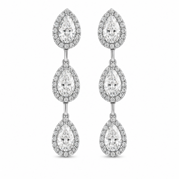 Natural Diamond Drop Earrings In 18k White Gold (2.81 CT)