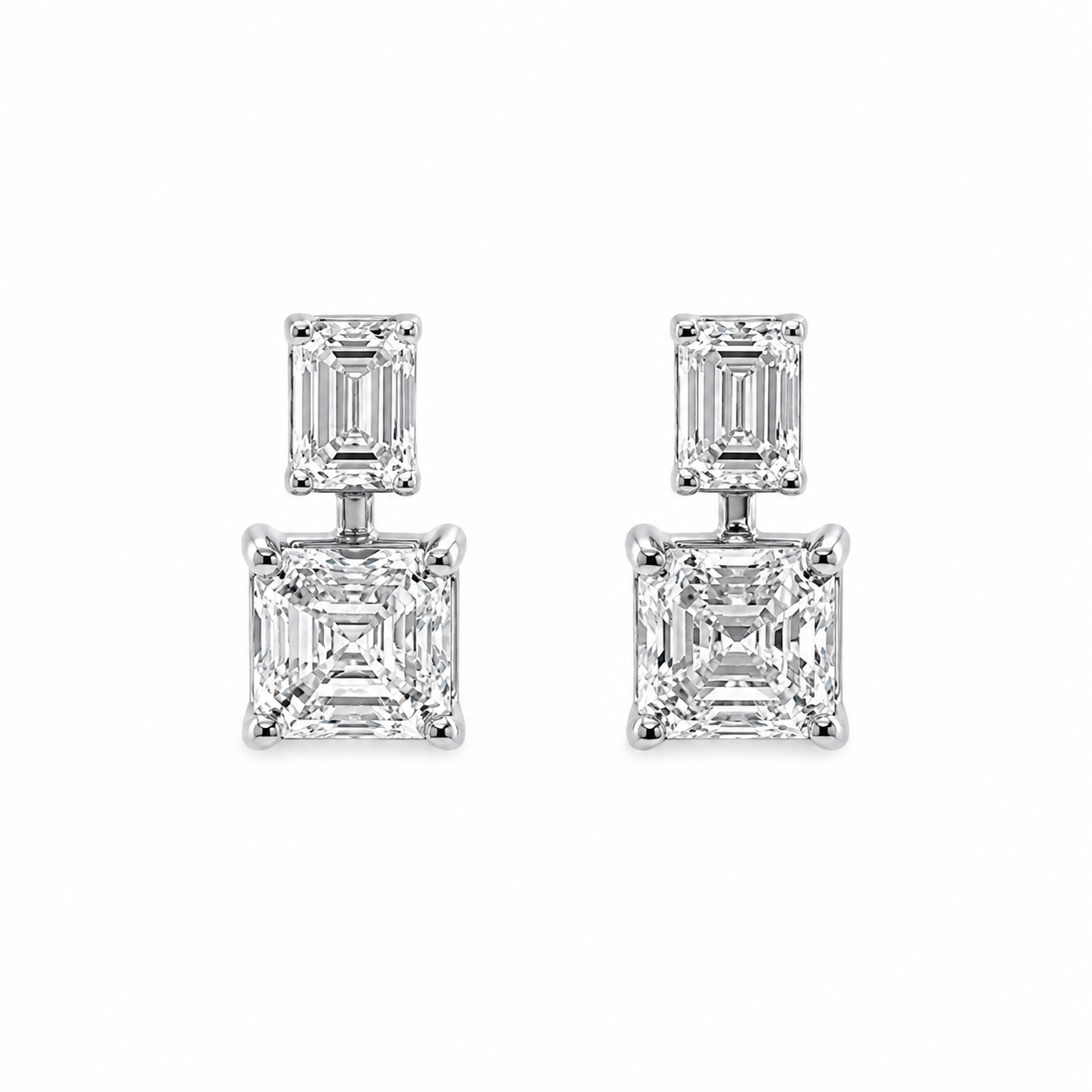 Natural Diamond Drop Earrings In 18k White Gold (2.55 CT)