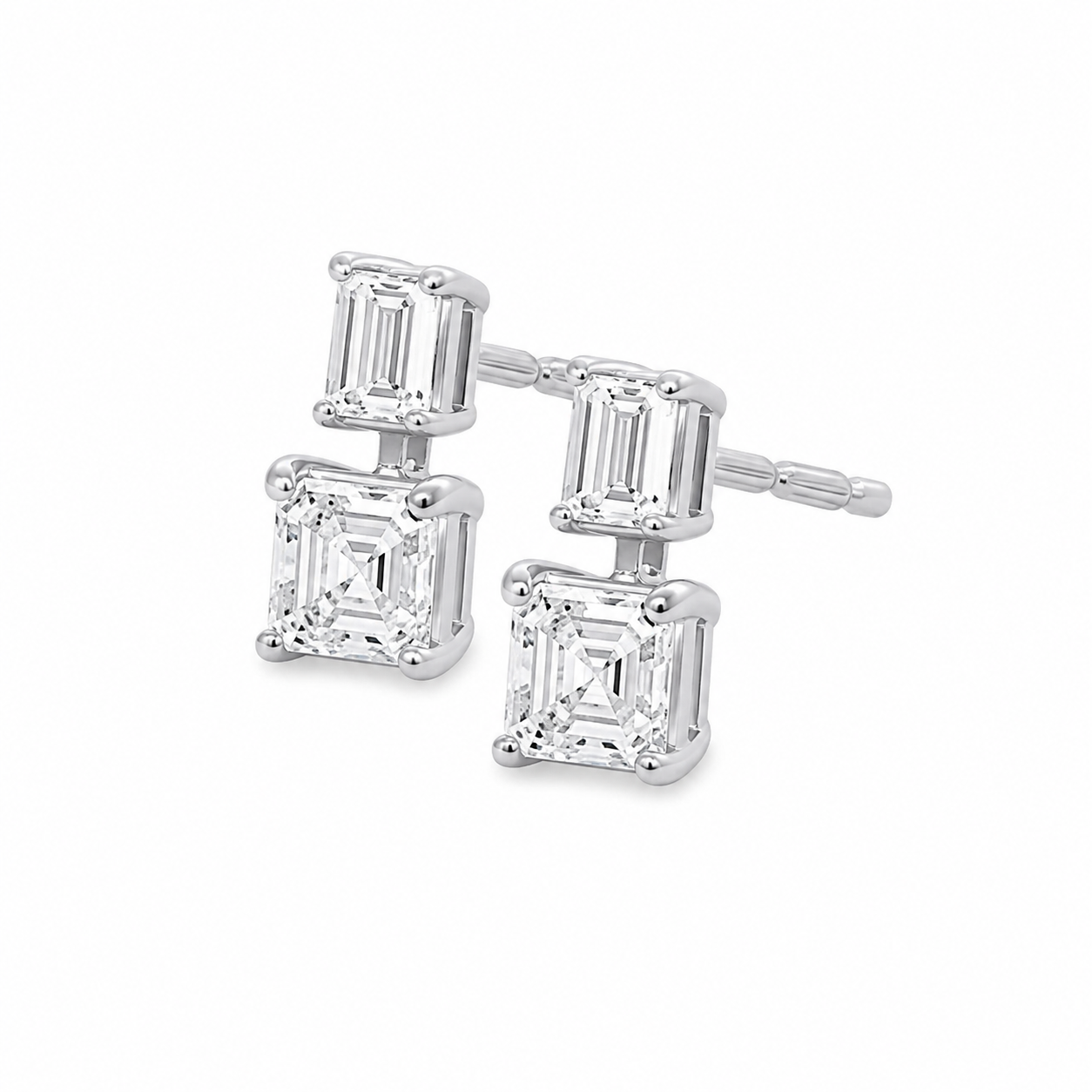 Natural Diamond Drop Earrings In 18k White Gold (2.55 CT)