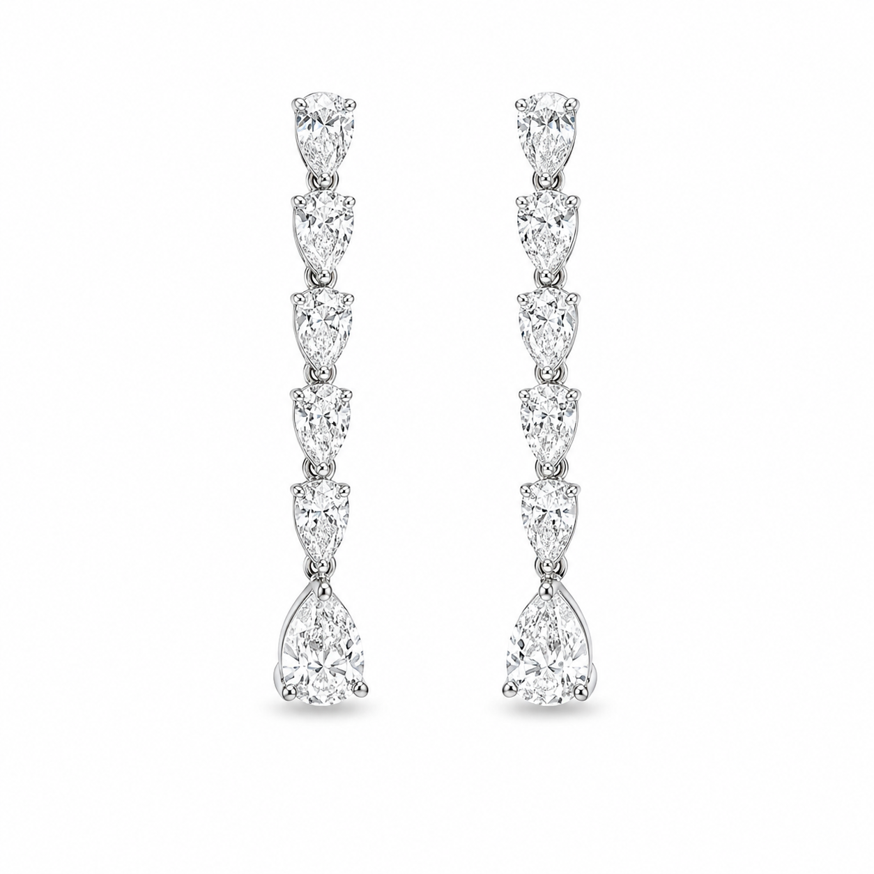 Natural Diamond Drop Earrings In 18k White Gold (1.85CT)