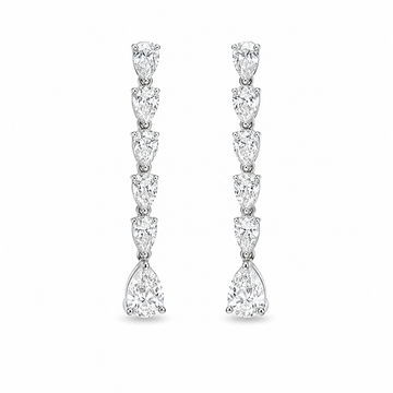 Natural Diamond Drop Earrings In 18k White Gold (1.85CT)