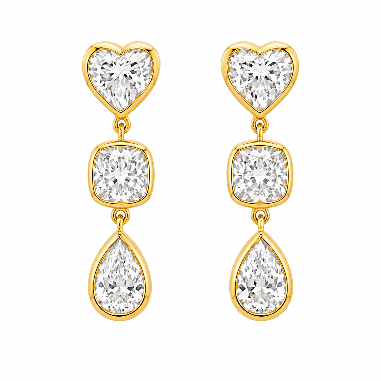 Natural Diamond Drop Earrings In 18k Yellow Gold (1.69 CT)