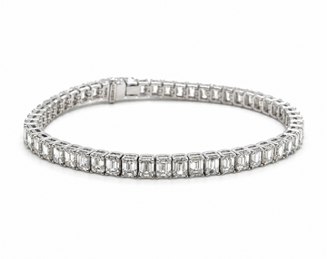 Emerald-cut Natural Diamond Tennis Bracelet (7.43ct)
