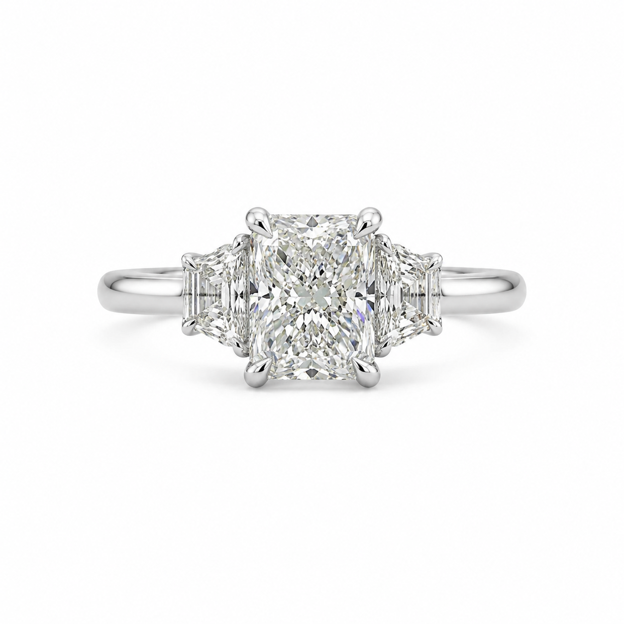 Radiant-Cut Diamond Three-Stone Ring
