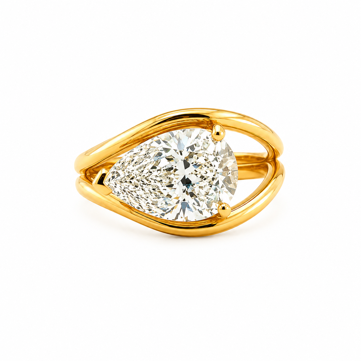 Pear-Cut Diamond Solitaire Ring